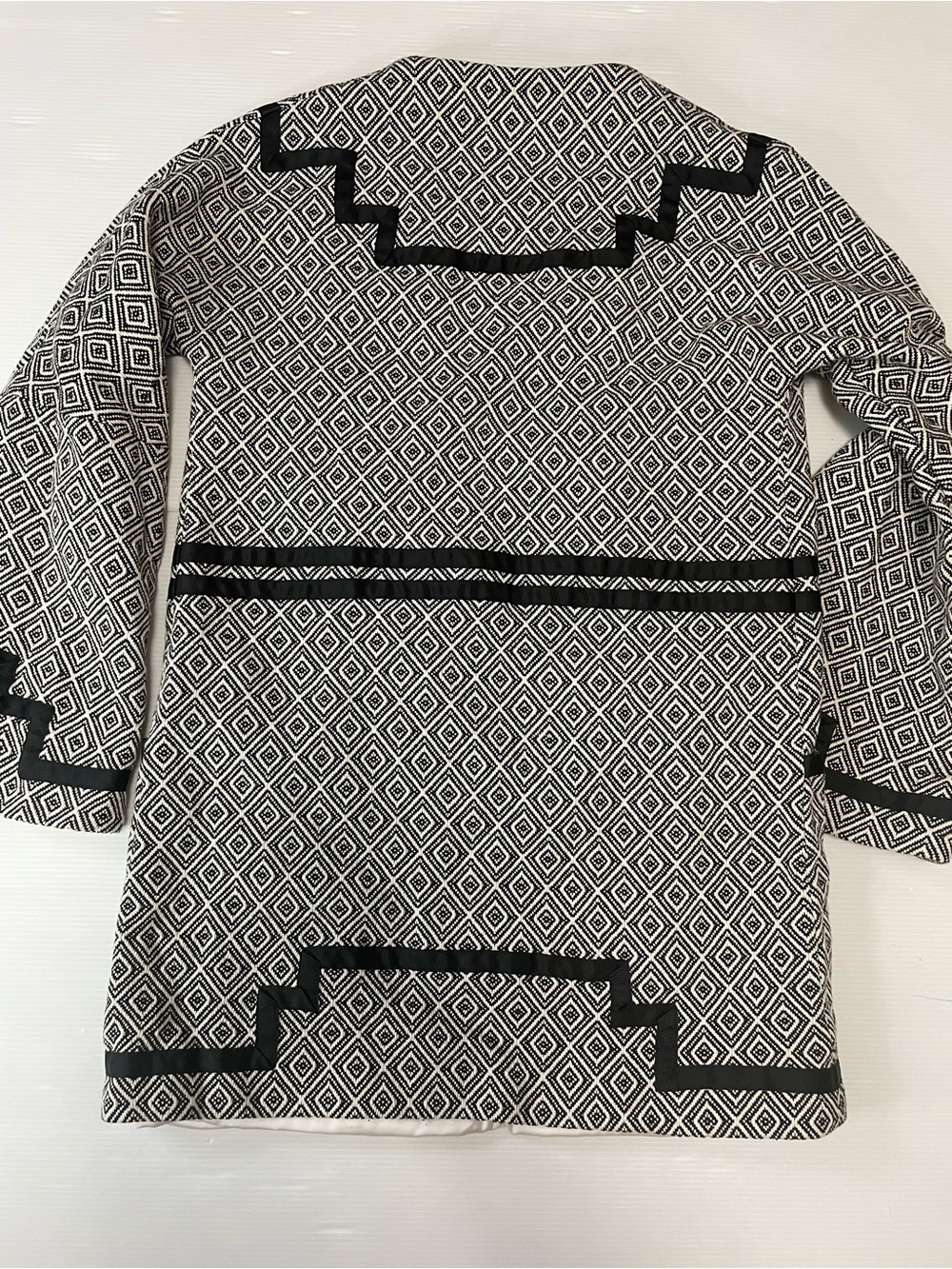 The Jetset Diaries Black & White Geometric Open Front Jacket Cardigan Size XS - Picture 8 of 8